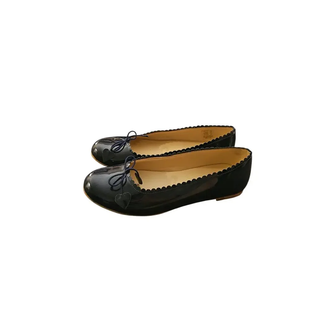 Elephantito Scalloped ballerina flats navy blue patent leather sz 3 Big girl $85